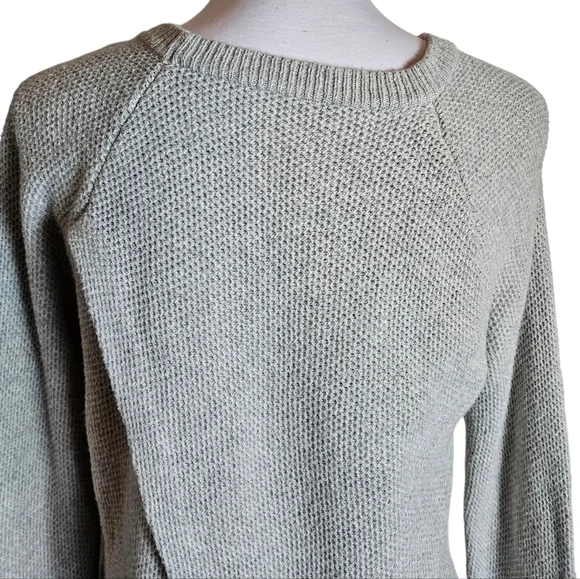 Madewell Province Light Gray Knit Cross-Back Sweater Sz S Crewneck Fall Casual - Picture 9 of 16